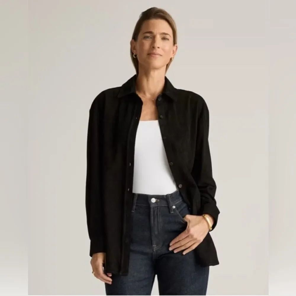 Quince 100% Suede Overshirt Goat NWT layering classic oversized XL